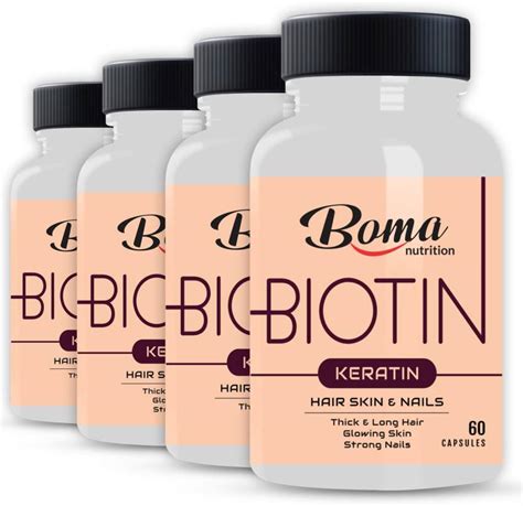 Boma Nutrition Biotin 10000mcg Capsules For Hair Skin And Nails With Keratin Pack Of 4 Price In