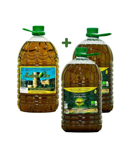 aceite de oliva pack 3ud 5l 2 virgen extra ecológico 1 virgen extra