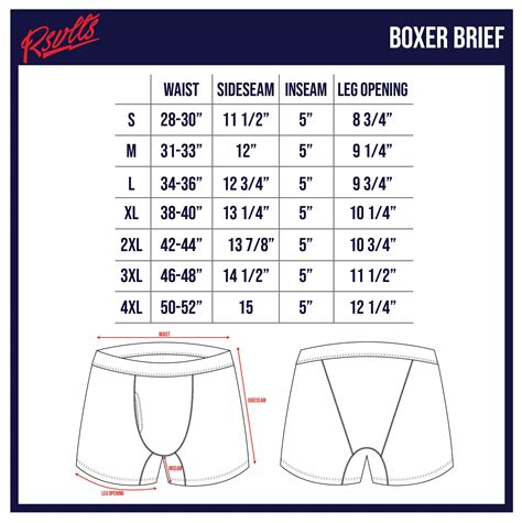 Boxer Shorts Size Chart