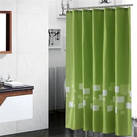 Green Solid Color Bath Tropical Shower Curtain Polyester Fabric Waterproof Eco Friendly Bathroom