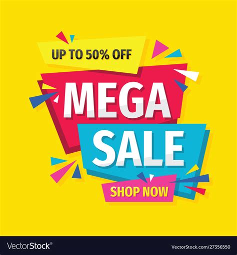Mega Sale Concept Promotion Banner Abstract Vector Image