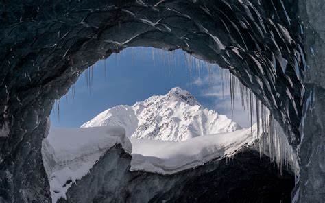 Download Wallpaper 3840x2400 Cave Glacier Snow Mountain 4k Ultra Hd