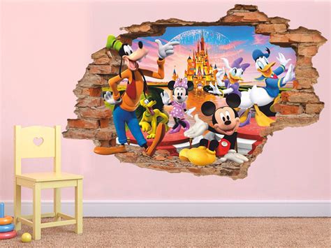 Disney 3d Wall Decal Mickey Mouse Wall Sticker Goofy Etsy