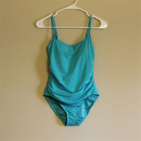 Nwt Anne Cole Classic Runched One Piece Swimsuit Turquoise For Sale Online