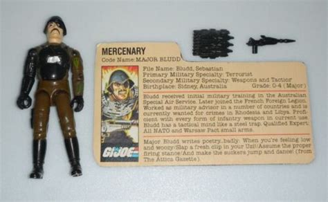 1983 Gi Joe Cobra Major Bludd V1 Mercenary Figure With File Card 100