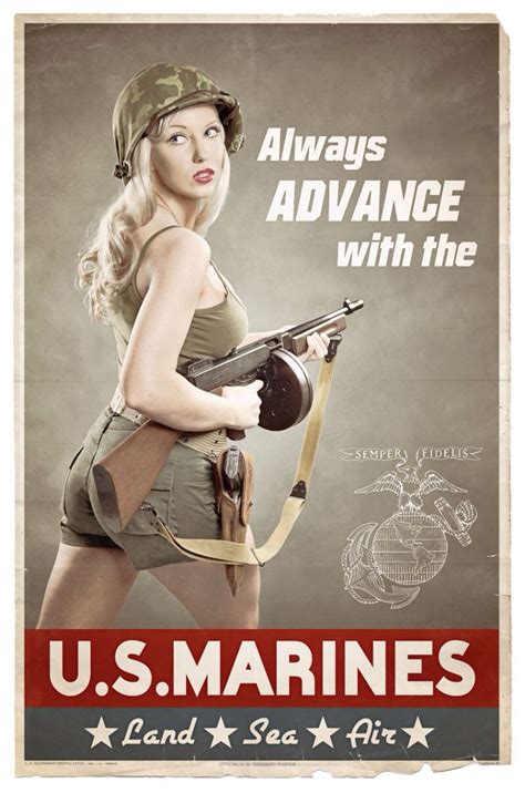 Wwii Usmc Marine Pinup With Tara Babcock Marines Recruiting Poster Usmc