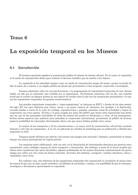 Tema 6 Museografia Apuntes de Museología Tema 6 La exposici on