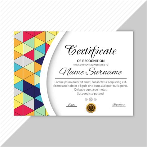 Modern Colorful Geometric Certificate Diploma Template Backgroun 247079