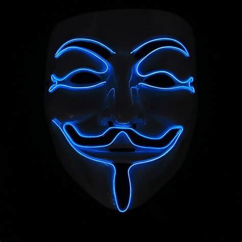 Light Up Led Guy Fawkes For Vendetta Mask El Wire Mask Rave Edm