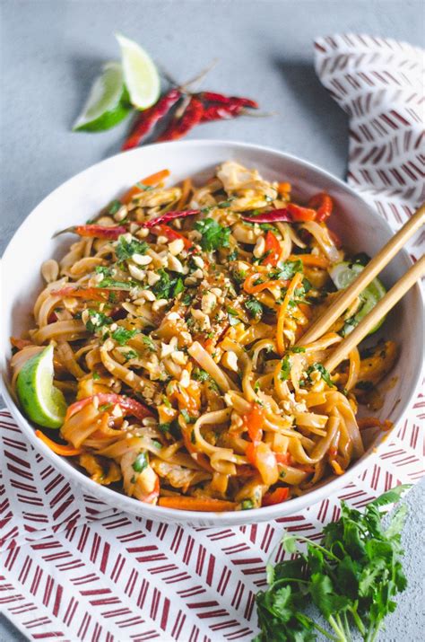 This recipe for chicken pad thai is better than takeout and takes just 30 minutes! Easy Spicy Chicken Pad Thai