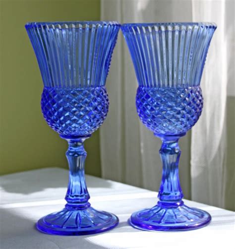 Washington Goblets Fostoria Cobalt Blue Stemmed Glasses
