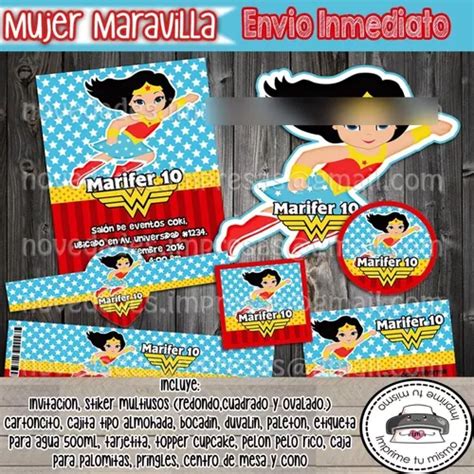 Kit Imprimible Mujer Maravilla Invitacion Decoracion En Venta En