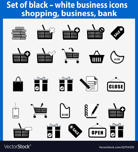 Set Of Beautiful Black And White Business Icons Vector Image