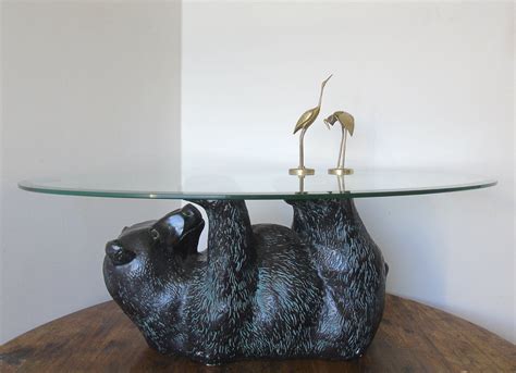 Polar bear coffee table by like 0. Unique sculptural black bear coffee table, 1970s | #77078