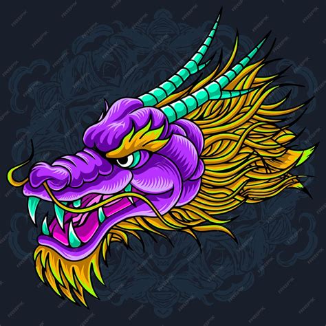 Premium Vector Dragon Head With Open Mouth Illustration