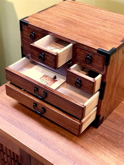 Japanese Style Jewelry Box Hand Made With Solid Kiri Wood Etsy