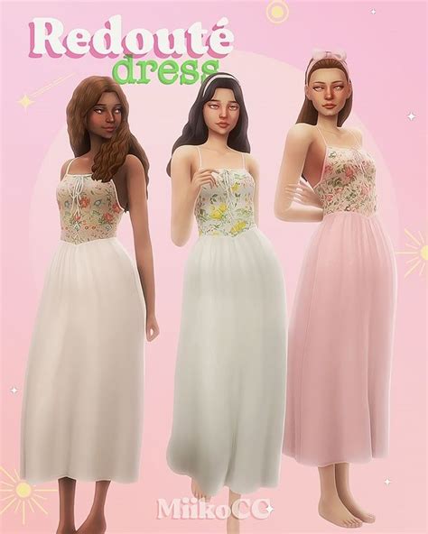 Redouté Dress Miiko Sims 4 Dresses Sims Sims 4