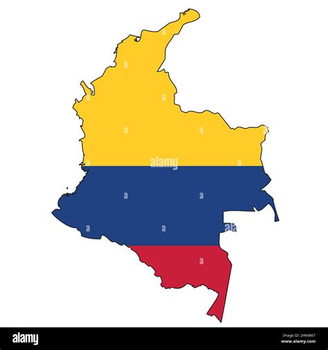 Colombia Map With Flag Outline Of A State With A National Flag Stock