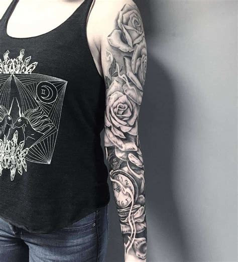 Women With Black And White Sleeve Tattoos