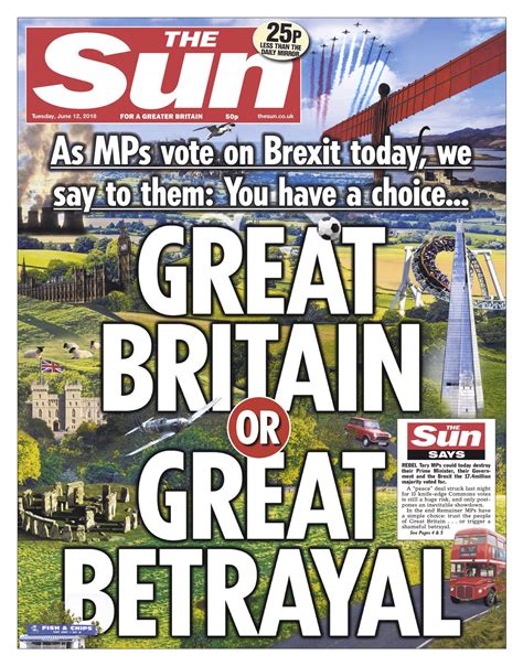 Today's chillingly accurate front page of The Sun : r/brexit