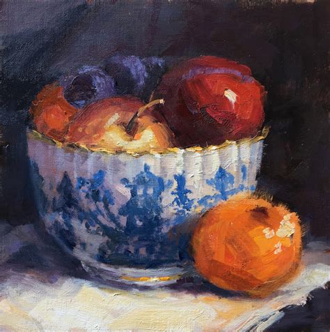Mo Teeuw Art Blue Bowl And Fruit