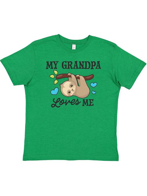 Inktastic My Grandpa Loves Me With Sloth And Hearts Youth T Shirt