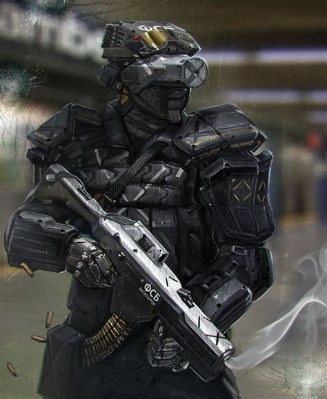 Futuristic Sci Fi Concept Art Future Soldier Robot Art
