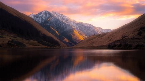 Lake Kirkpatrick New Zealand Mountains Lake Sunset
