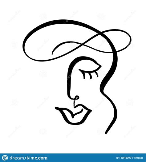 Continuous Line Drawing Of Woman Face Fashion Minimalist