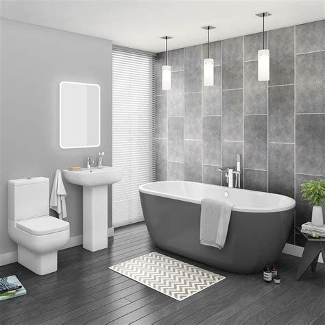Pro 600 Grey Modern Free Standing Bath Suite Victorian Plumbing Uk