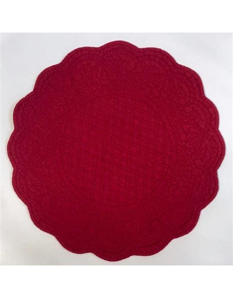Quilted Round Placemat Red Amelie Michel Llc