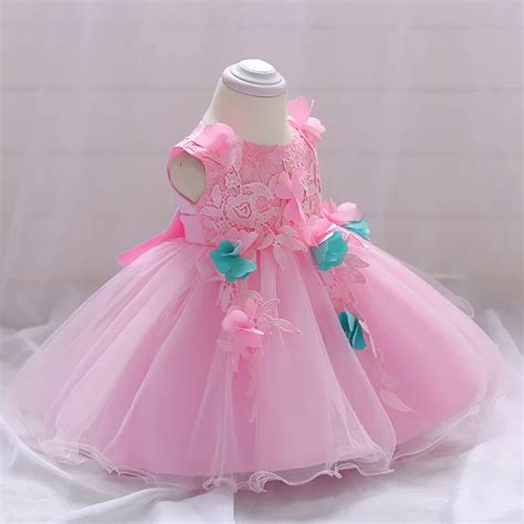 Baby Girls Lace With Floral Pattern Princess Dressbaby Bridesmaid