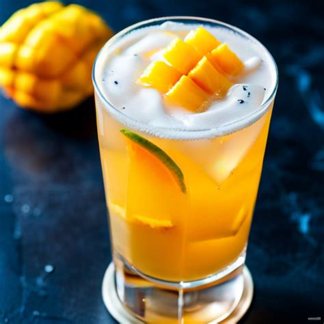 Mango Fizz Refreshing Tropical Cocktail With Gin Mango Juice And