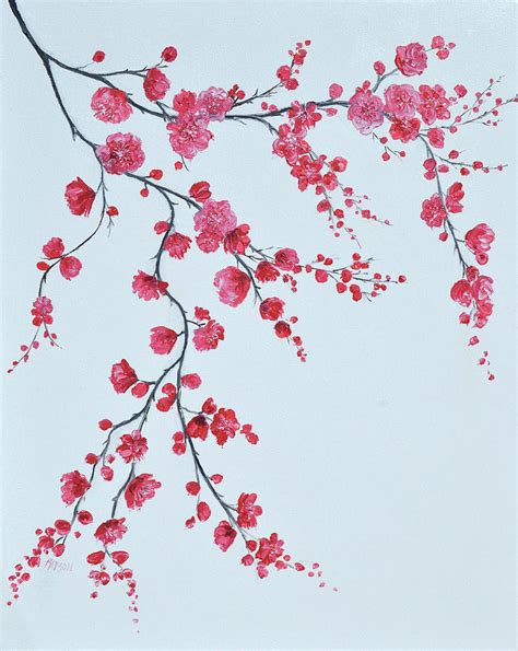 Red Cherry Blossom Painting
