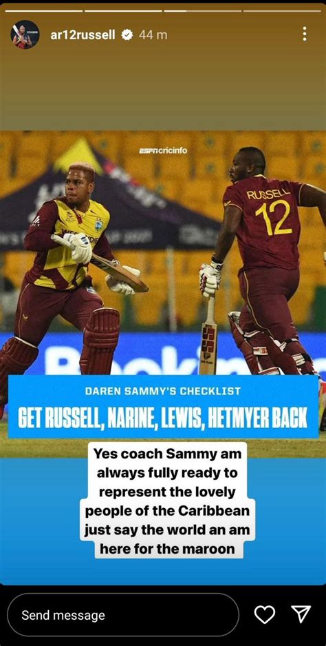 Ayan On Twitter Russell Wants To Play For The Windies 👏