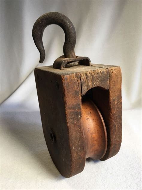 Wooden Barn Pulley Iron Antique 9 12 Inches Works And Looks Great