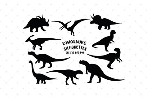 Dinosaurs Silhouettes Svg Cut Files Cut Files Design Bundles