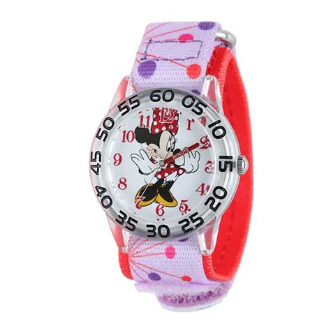 Disney Minnie Mouse Kids Pink Printed Nylon Strap Watch Color Pink