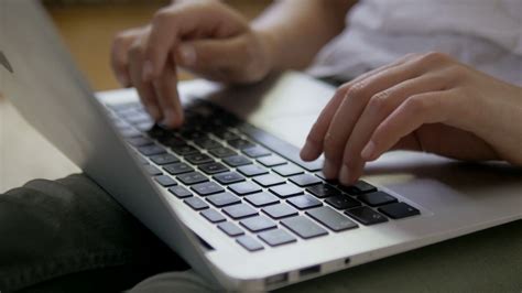 Close Up Of Female Hands Typing On Laptop Stock Footage Sbv