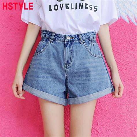 Hstyle Brand 2018 Summer Denim Shorts Korean High Waist Chic Pocket Washing Loose Fashion Casual