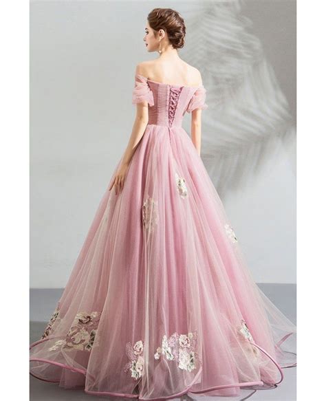 Fairy Princess Pink Ball Gown Formal Prom Dress Off