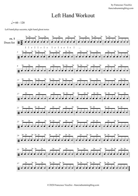 Left Hand Workout Drum Sheet Music Drum Rudiments Drum Lessons