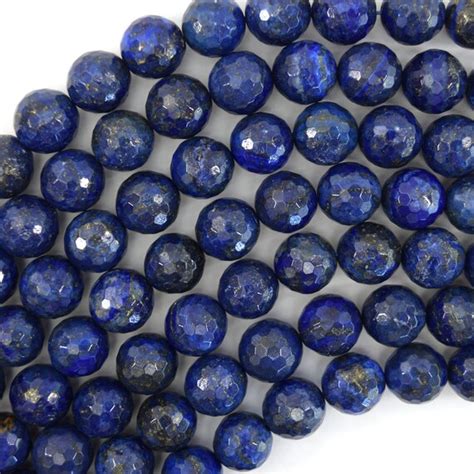 Faceted Blue Lapis Lazuli Round Beads Strand Mm Mm Etsy