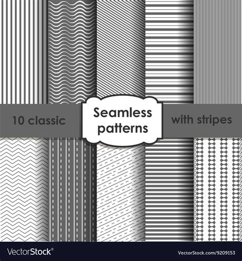 Set Classic Grey Seamless Striped Patterns Vector Image