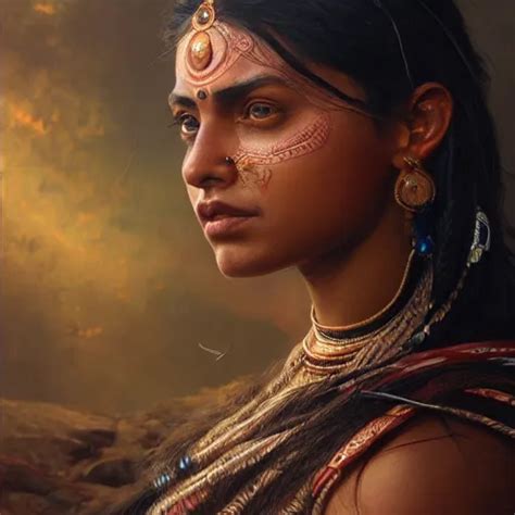 Portrait Painting Of A Muscular Indian Girl Ultra Stable Diffusion