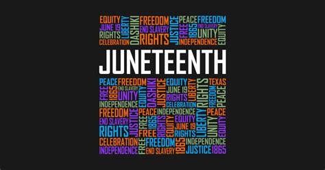 The holiday of juneteenth is rich with symbolism, and that includes the official juneteenth flag. Juneteenth Words - Juneteenth - Sticker | TeePublic