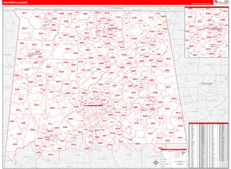 Alabama Northern Wall Map Red Line Style By Marketmaps Mapsales