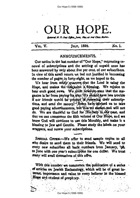 Our Hope Volume 5 Plymouth Brethren Archive