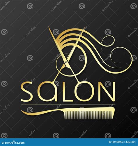 Beauty Salon Scissors And Comb Golden Stock Illustration Illustration