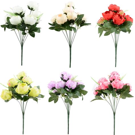 43cm silk peony artificial flowers bouquet 9 heads real touch fake flowers wedding party